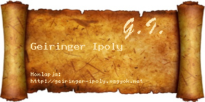 Geiringer Ipoly névjegykártya